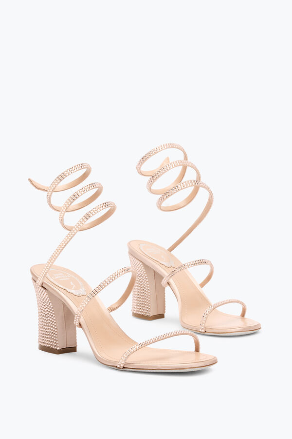 jeweled cleo nude sandal with soul heel 80 rene caovilla