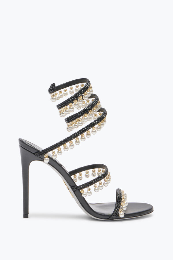 jeweled chandelier black sandal with pearls 105 rene caovilla