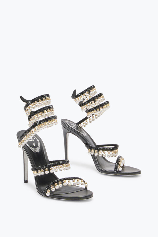 jeweled chandelier black sandal with pearls 105 rene caovilla