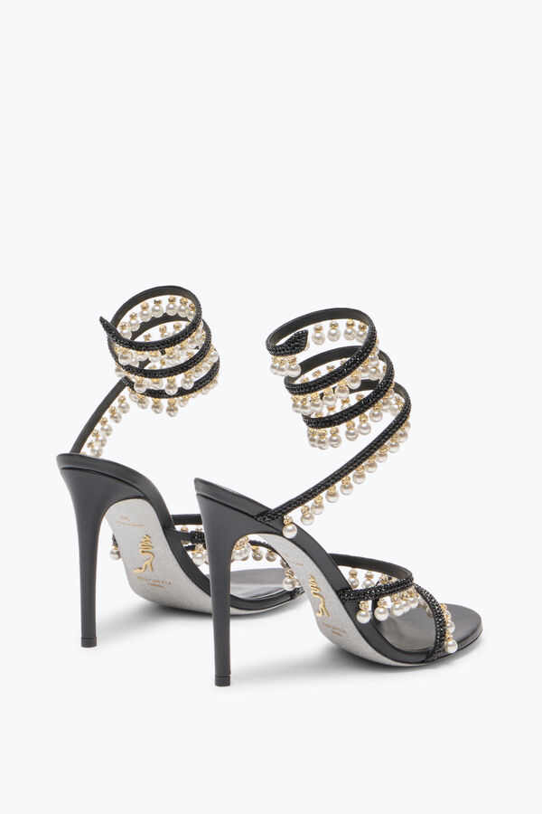 jeweled chandelier black sandal with pearls 105 rene caovilla