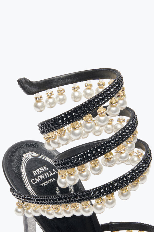 jeweled chandelier black sandal with pearls 105 rene caovilla