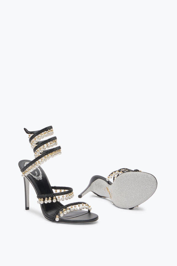 jeweled chandelier black sandal with pearls 105 rene caovilla