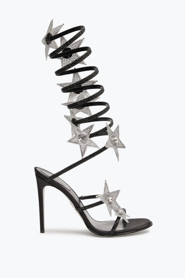 jeweled super cleo star black silver sandal 105 rene caovilla