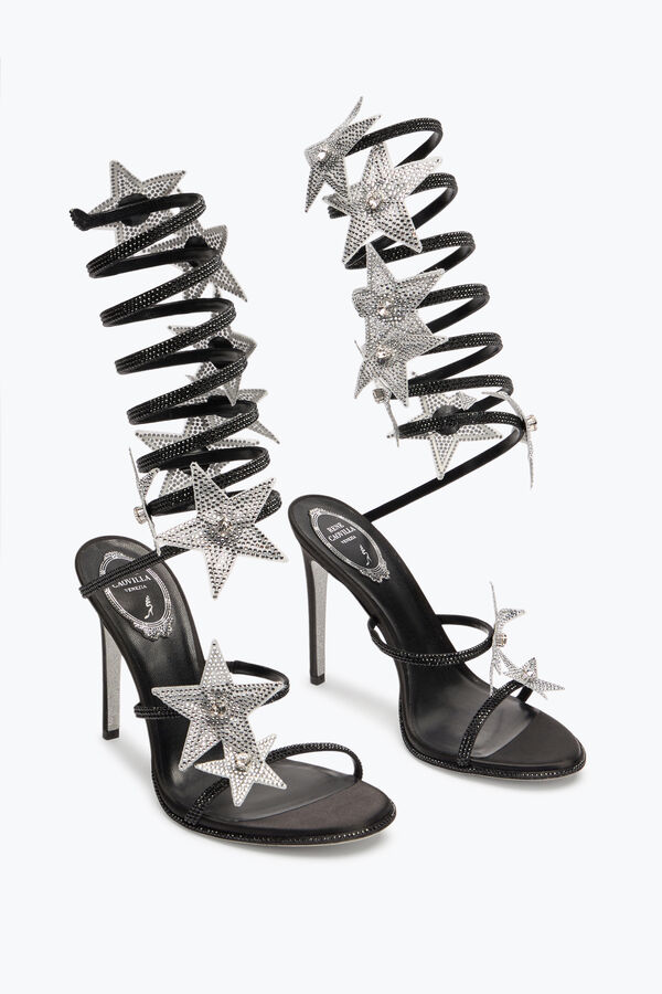 jeweled super cleo star black silver sandal 105 rene caovilla