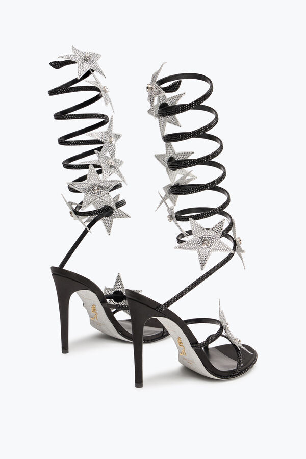 jeweled super cleo star black silver sandal 105 rene caovilla