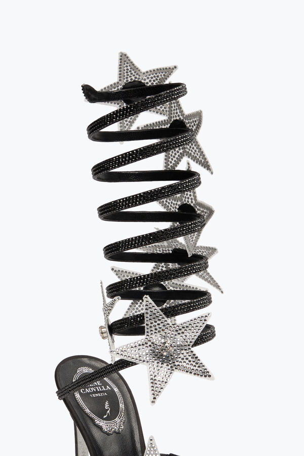 jeweled super cleo star black silver sandal 105 rene caovilla