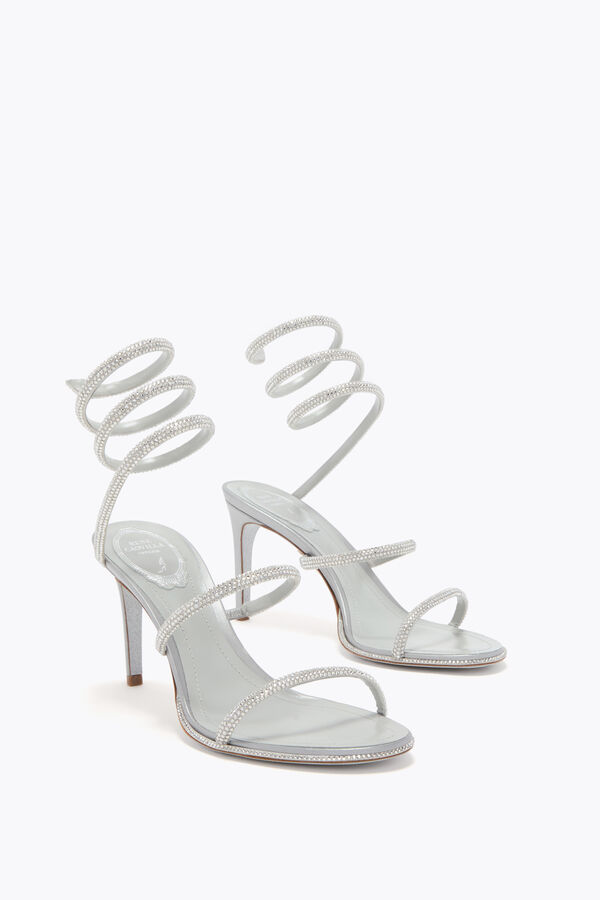 jeweled cleo silver sandal 80 rene caovilla