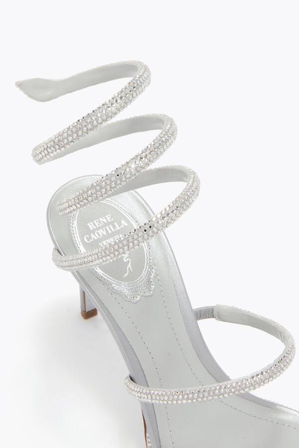 jeweled cleo silver sandal 80 rene caovilla