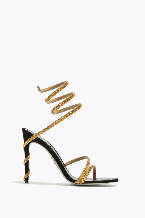jeweled margot black and gold sandal 105 rene caovilla