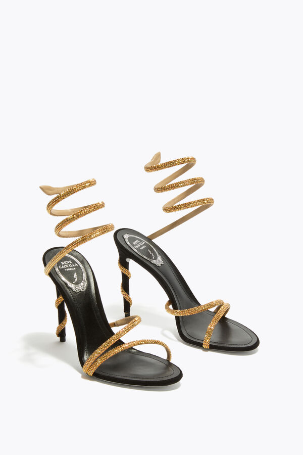 jeweled margot black and gold sandal 105 rene caovilla