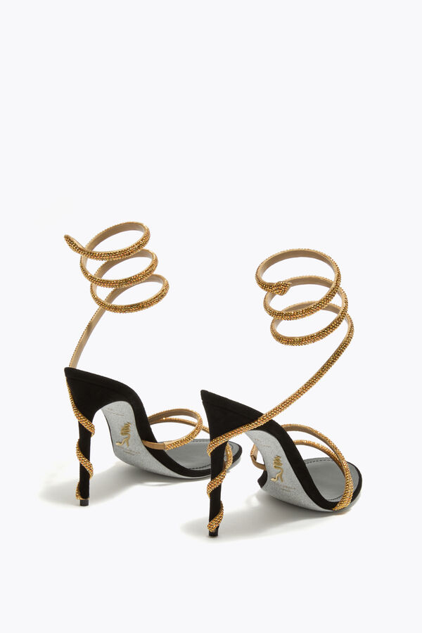 jeweled margot black and gold sandal 105 rene caovilla