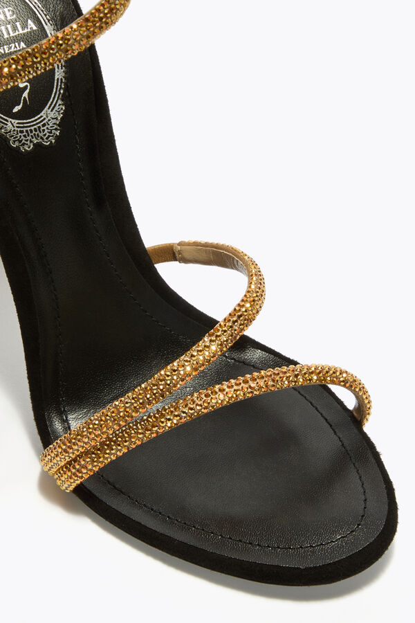 jeweled margot black and gold sandal 105 rene caovilla