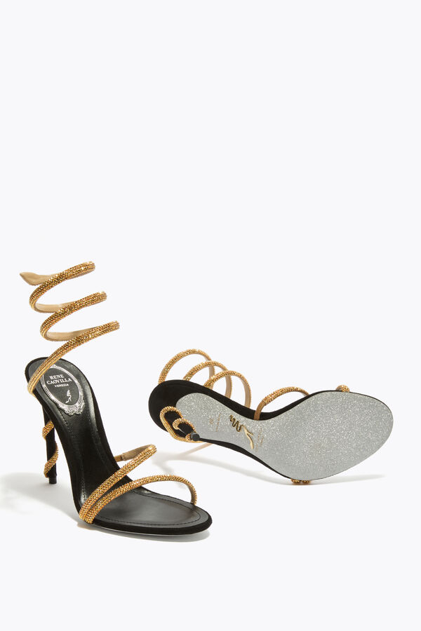 jeweled margot black and gold sandal 105 rene caovilla