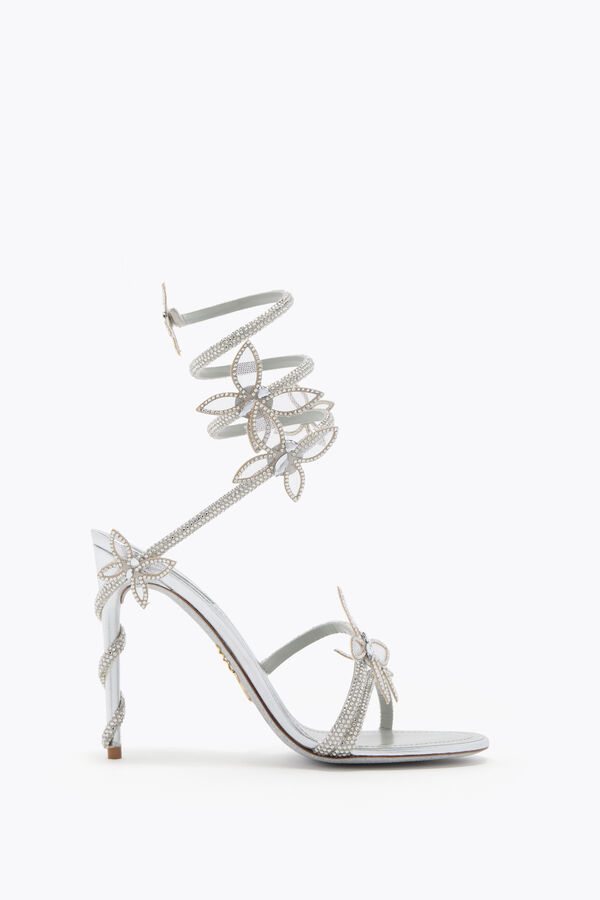 jeweled margot mirrored silver sandal with butterflies 105 rene caovilla
