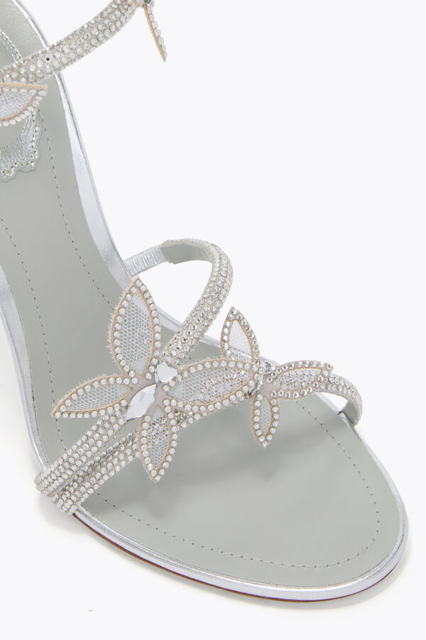jeweled margot mirrored silver sandal with butterflies 105 rene caovilla