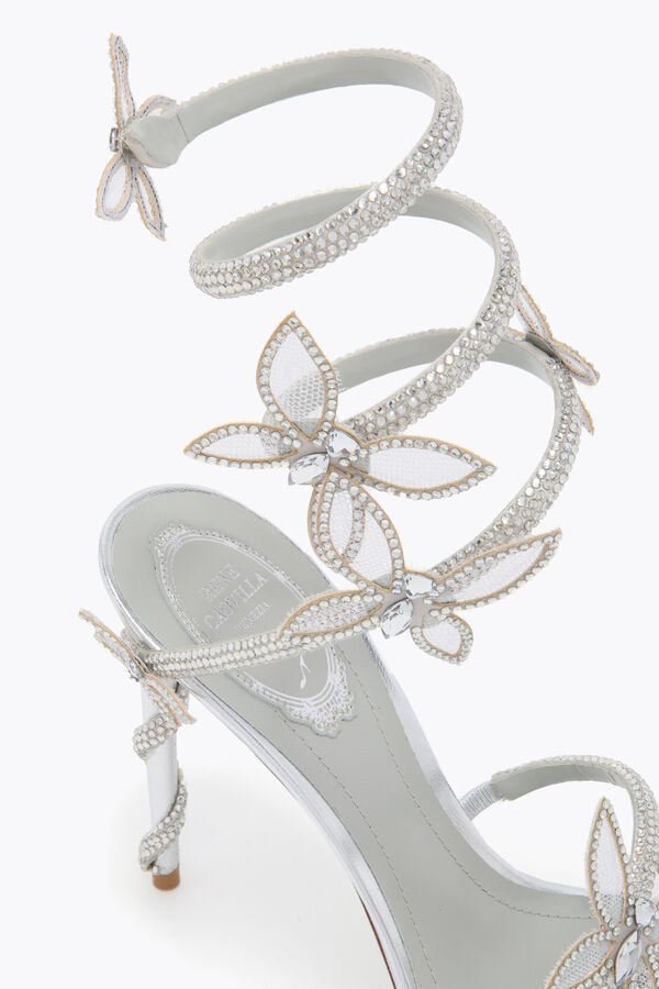jeweled margot mirrored silver sandal with butterflies 105 rene caovilla