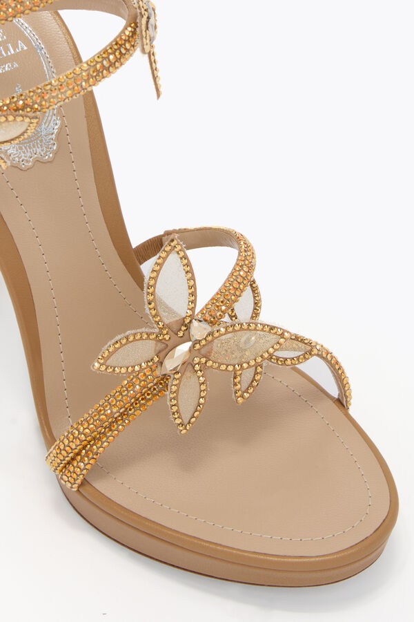 jeweled margot gold platform sandal with butterflies 120 rene caovilla