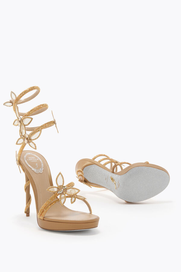 jeweled margot gold platform sandal with butterflies 120 rene caovilla
