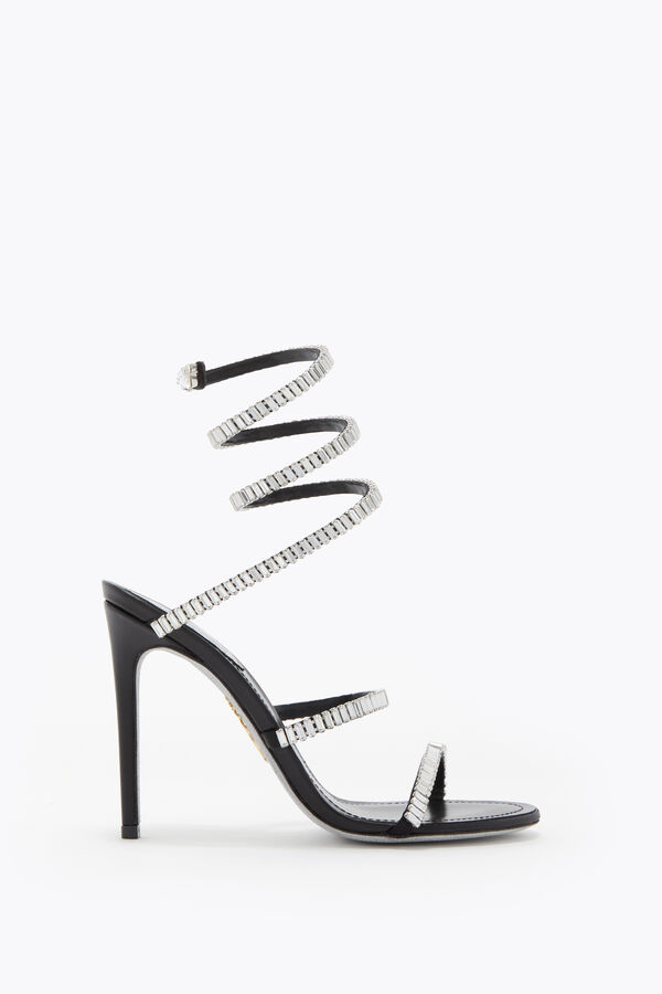 jeweled cleo spark black and silver sandal 105 rene caovilla