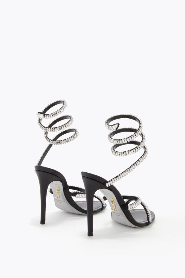 jeweled cleo spark black and silver sandal 105 rene caovilla