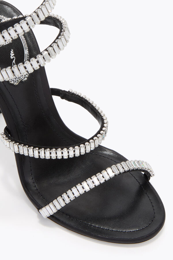 jeweled cleo spark black and silver sandal 105 rene caovilla