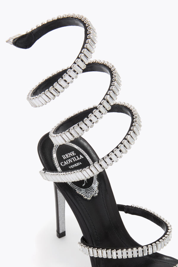 jeweled cleo spark black and silver sandal 105 rene caovilla