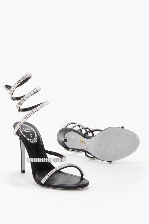 jeweled cleo spark black and silver sandal 105 rene caovilla