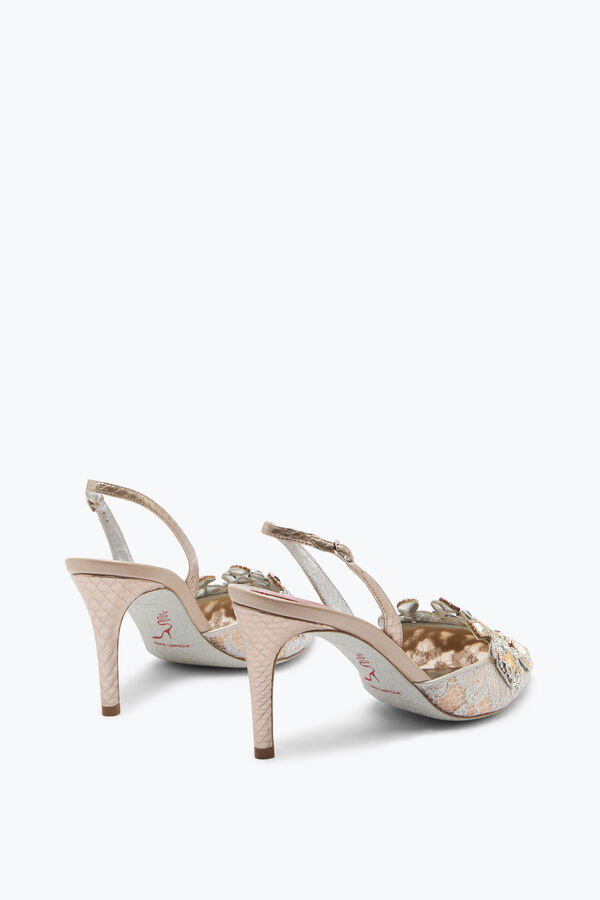 jeweled jewel slingbacks in lace venezianan 75 rene caovilla