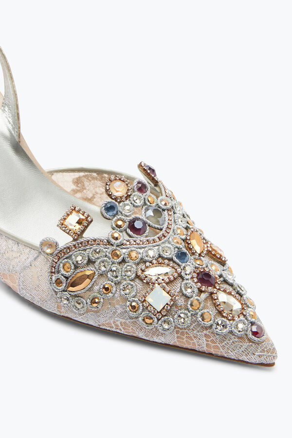jeweled jewel slingbacks in lace venezianan 75 rene caovilla