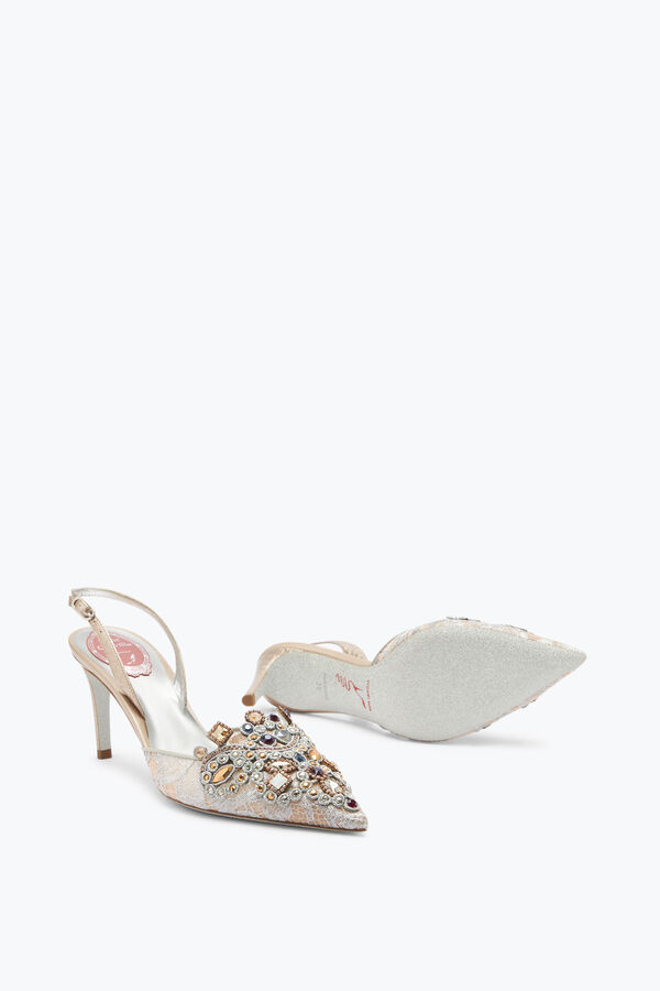 jeweled jewel slingbacks in lace venezianan 75 rene caovilla