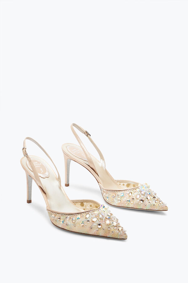 jeweled cinderella honey slingback with crystals 80 rene caovilla